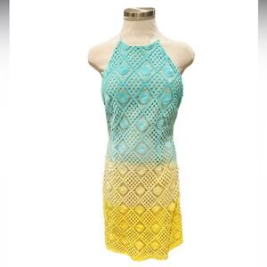 BTFL-life Ombré Knit Crochet Halter Dress Size Small NWT